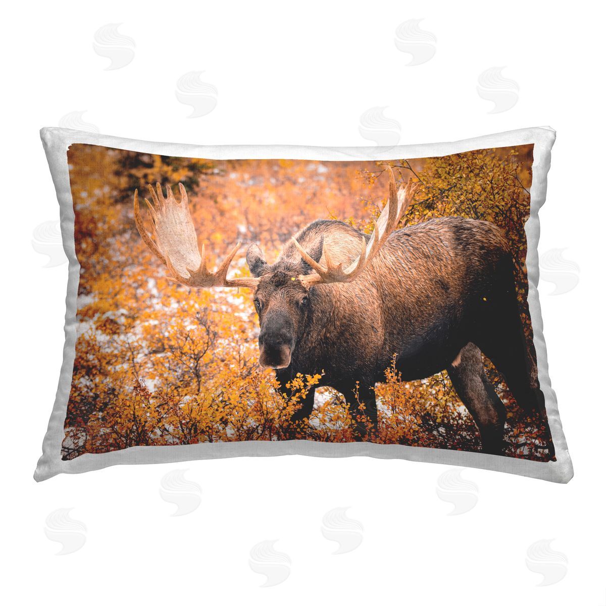 Daniel Sproul Moose Among Fall Foliage Printed Plush Polyester Throw Pillow
