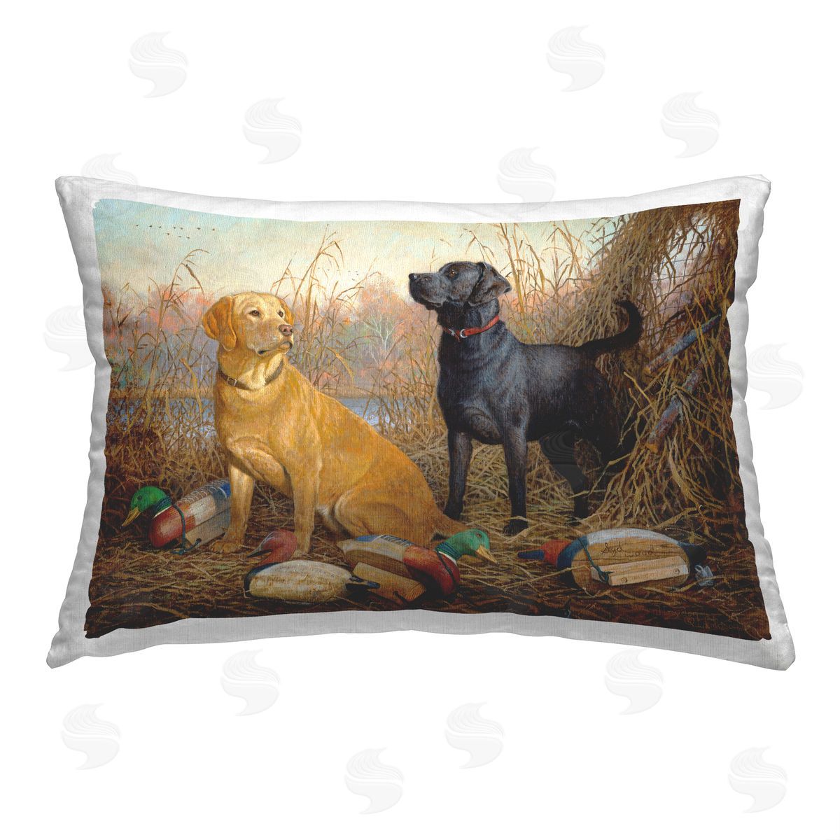 Hayden Lambson Hunting Dogs Landscape Printed Plush Polyester Throw Pillow