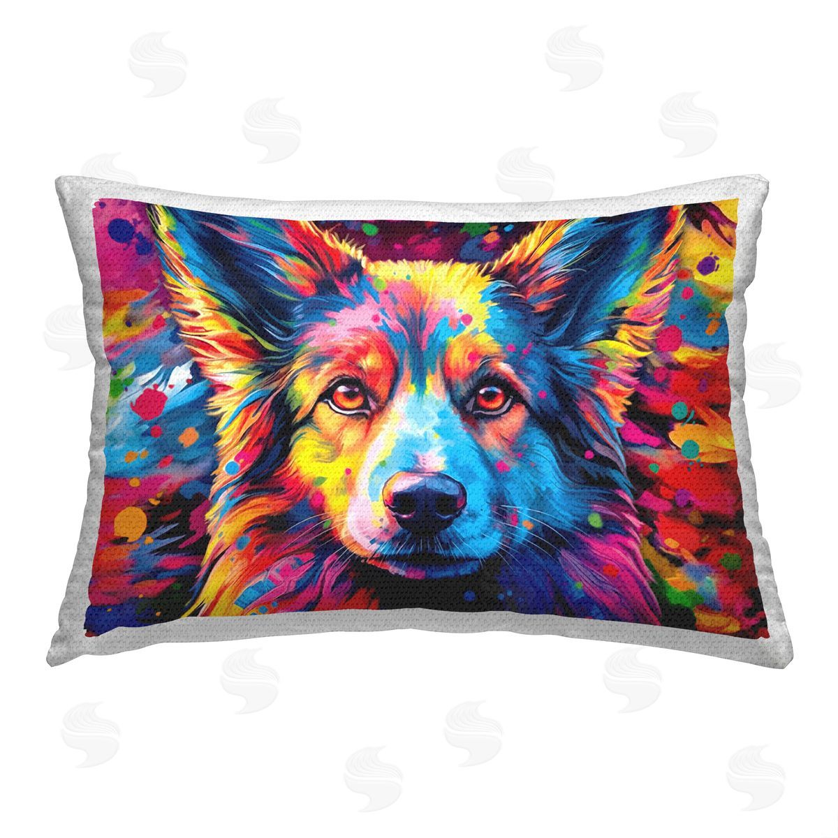 Image World Modern Splash Dog Portrait Outdoor Quick-Dry Polyester Printed Throw Pillow