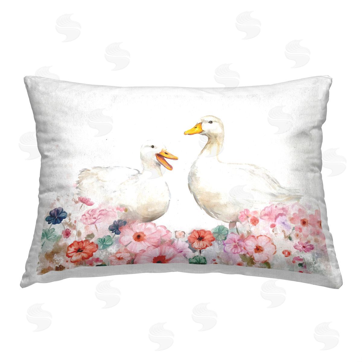 Ziwei Li Floral Goose Duo Printed Plush Polyester Throw Pillow