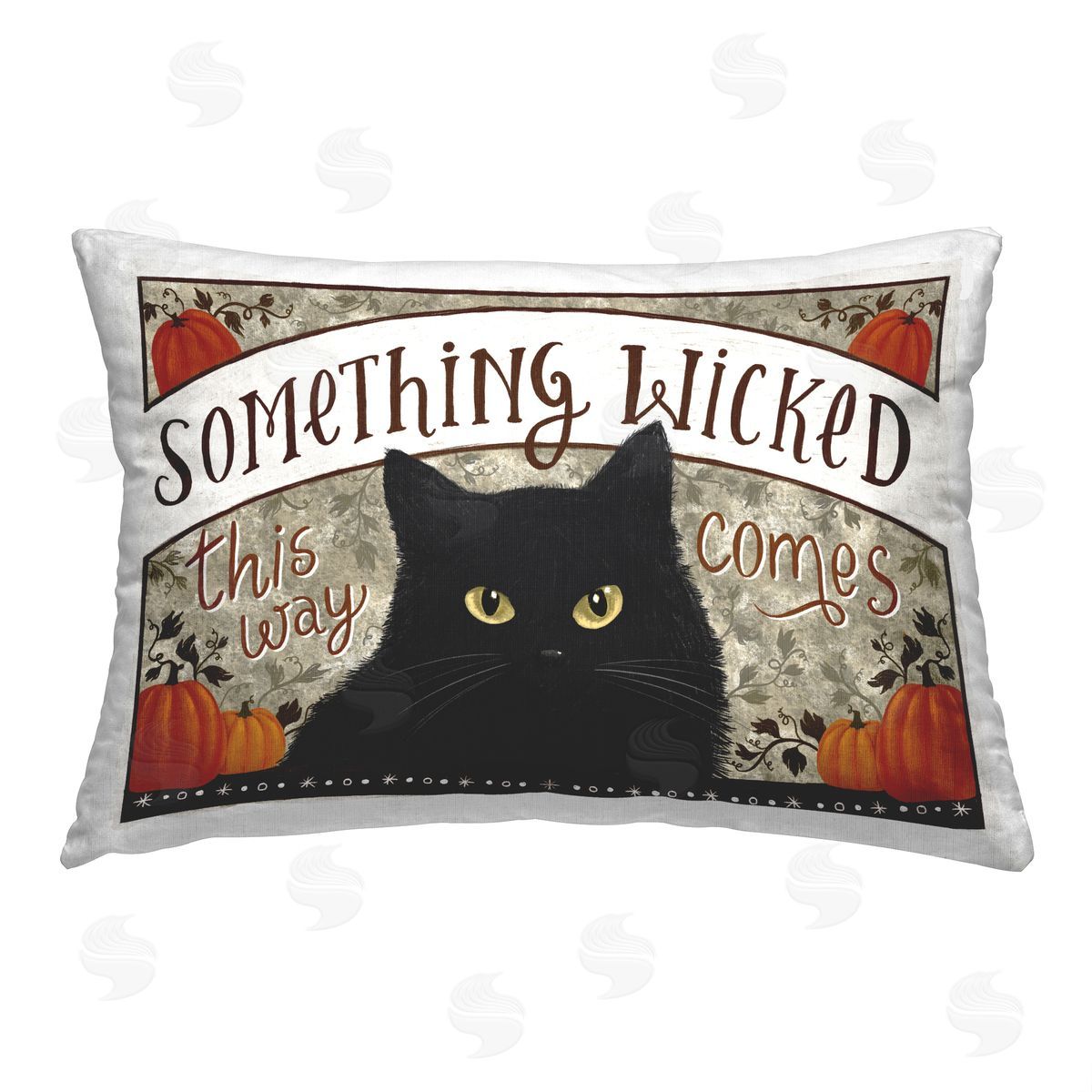 Raquel Maciel Something Wicked Halloween Cat Printed Plush Polyester Throw Pillow