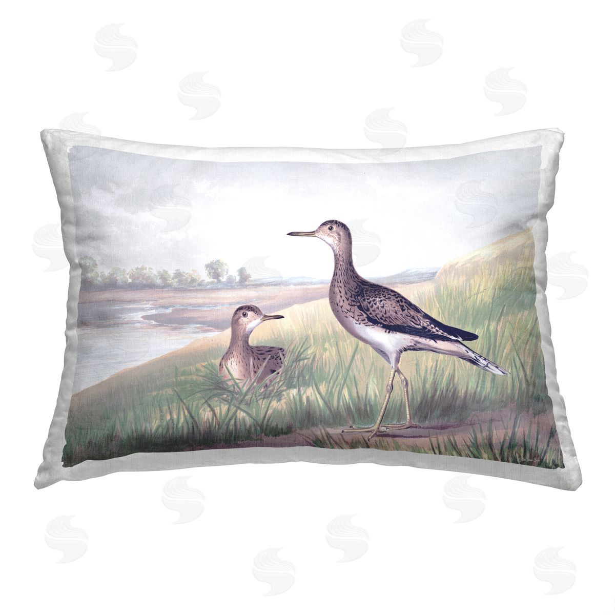 Stellar Design Studio Birds at Pond Shore Printed Plush Polyester Throw Pillow
