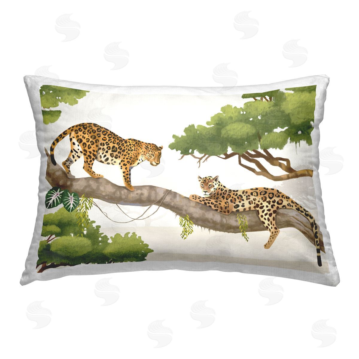 Lucca Sheppard Leopards in Tree Printed Plush Polyester Throw Pillow