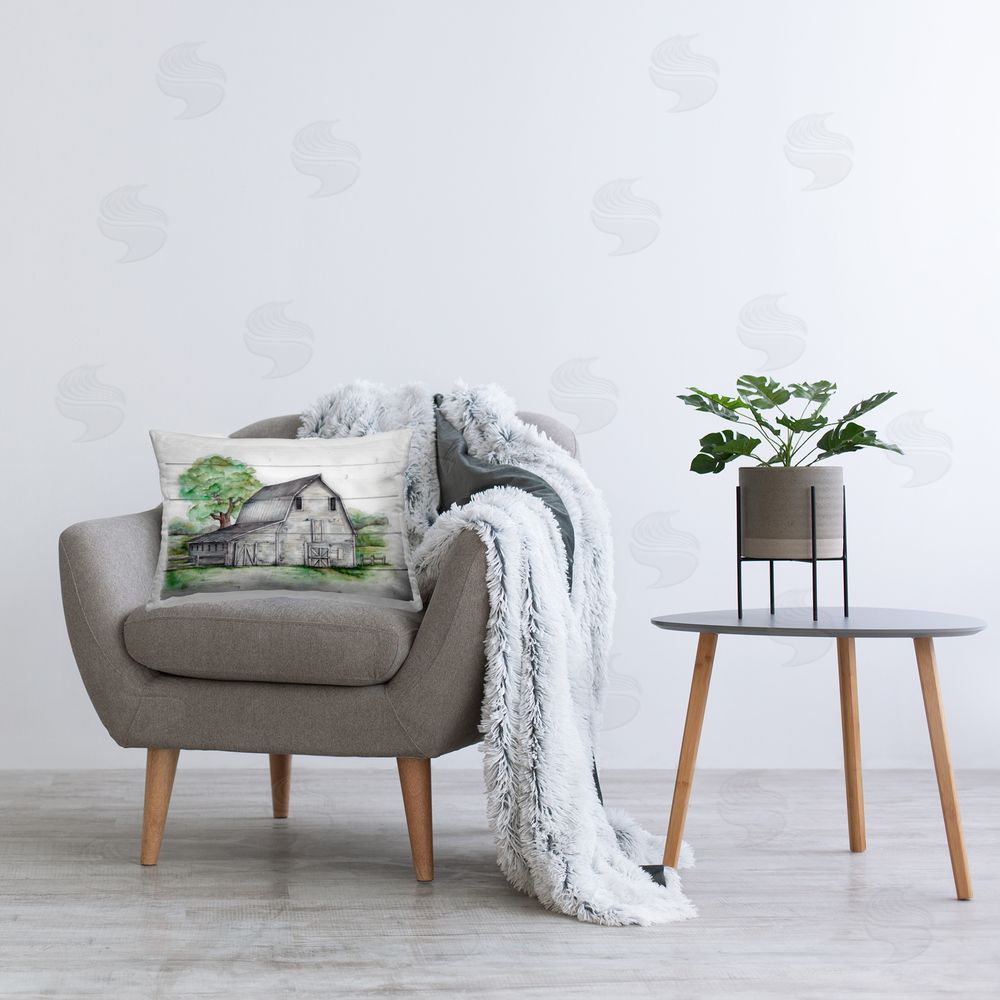 Studio 731 rep. Levison Designs Rustic Farmhouse Barn Printed Plush Polyester Throw Pillow On Chair