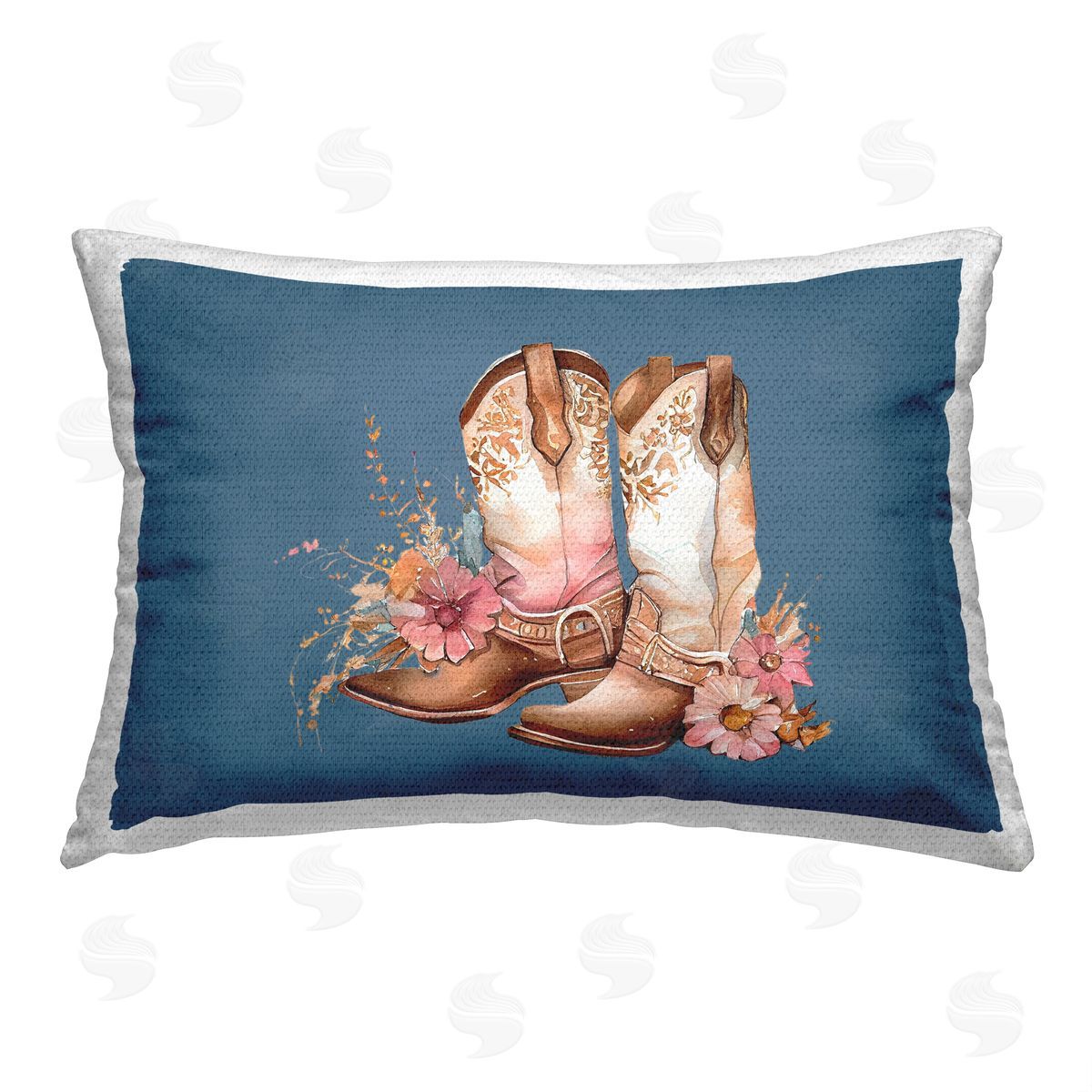 Birch & Ink Cowgirl Boots with Blossoms Outdoor Quick-Dry Polyester Printed Throw Pillow