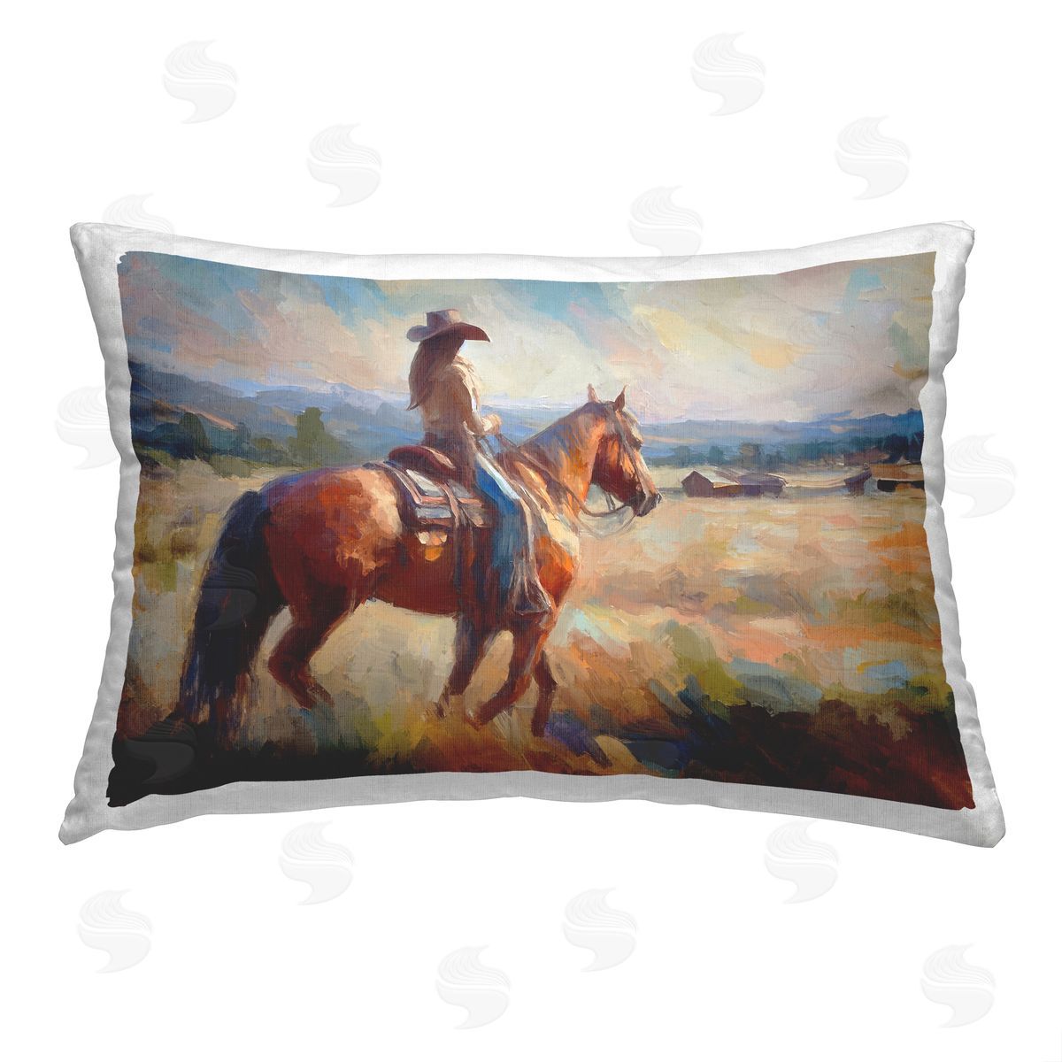 Ramona Murdock Abstract Cowgirl & Horse Printed Plush Polyester Throw Pillow