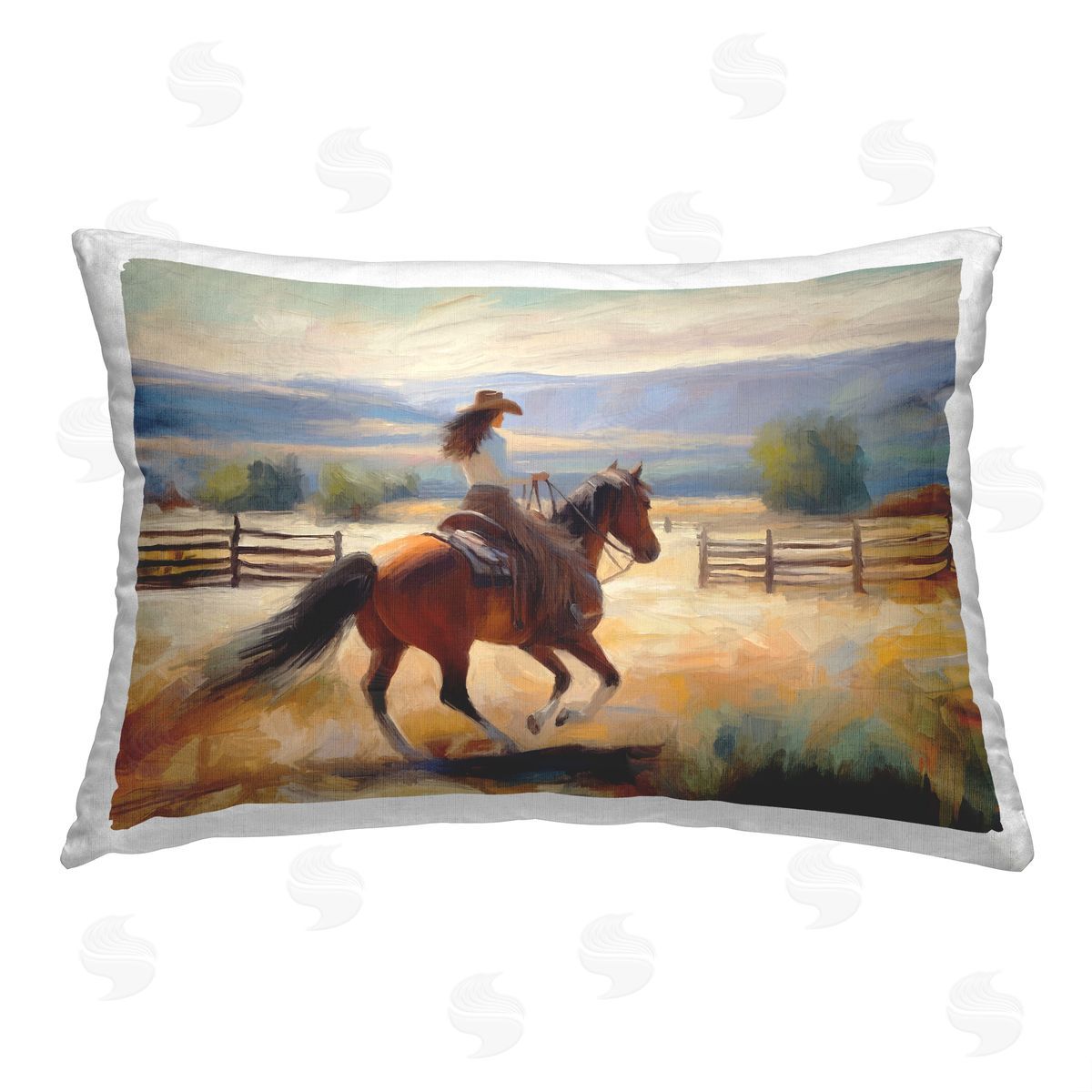 Ramona Murdock Abstract Cowgirl on Farm Printed Plush Polyester Throw Pillow