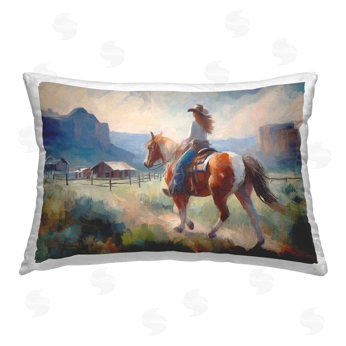 Ramona Murdock Equestrian Girl on Horse Printed Plush Polyester Throw Pillow