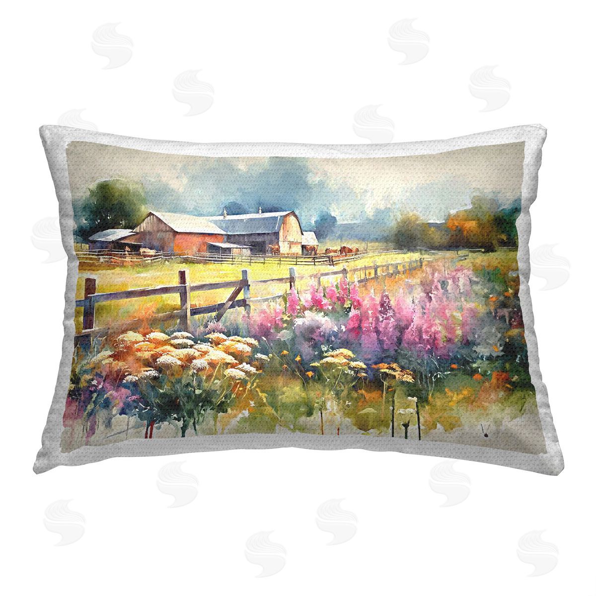 Ramona Murdock Modern Farm Meadow Outdoor Quick-Dry Polyester Printed Throw Pillow