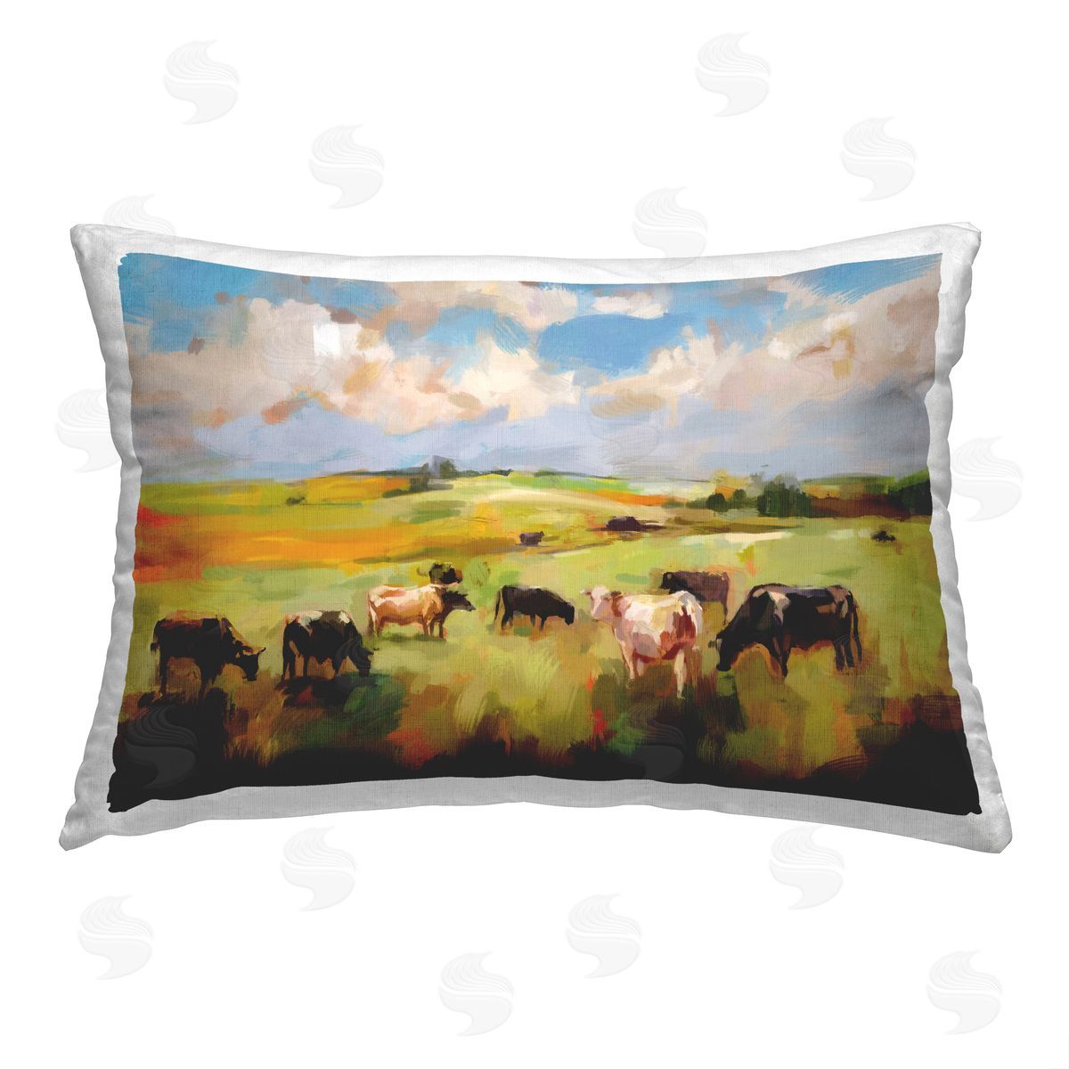 Ziwei Li Cows Under Cloudy Sky Printed Plush Polyester Throw Pillow