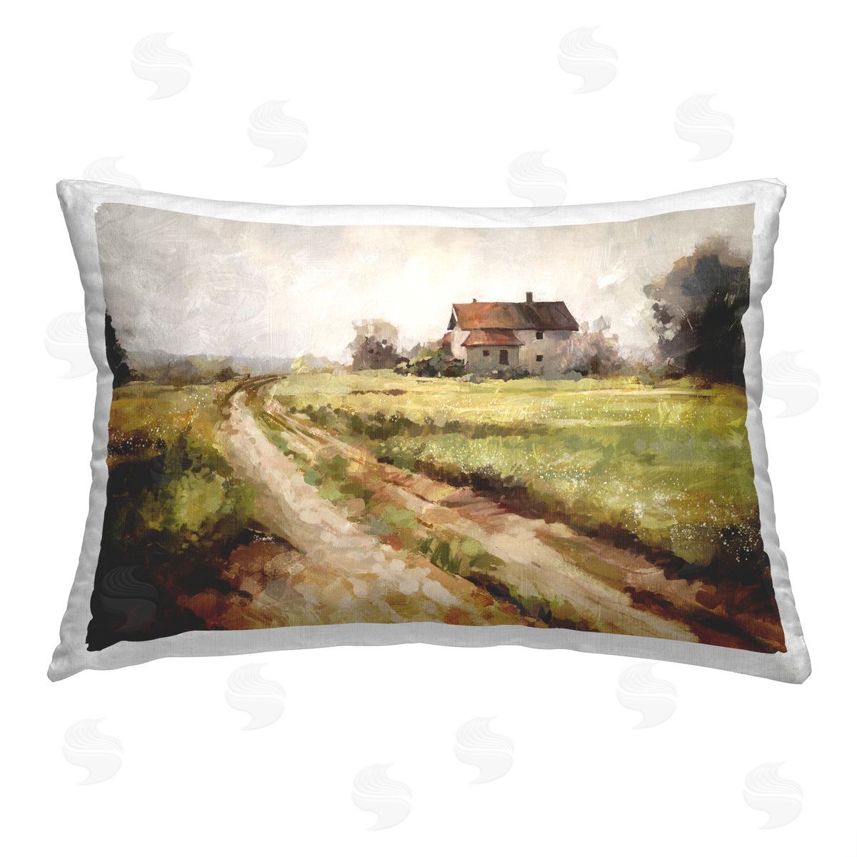 Ziwei Li Countryside Farm Path Printed Plush Polyester Throw Pillow
