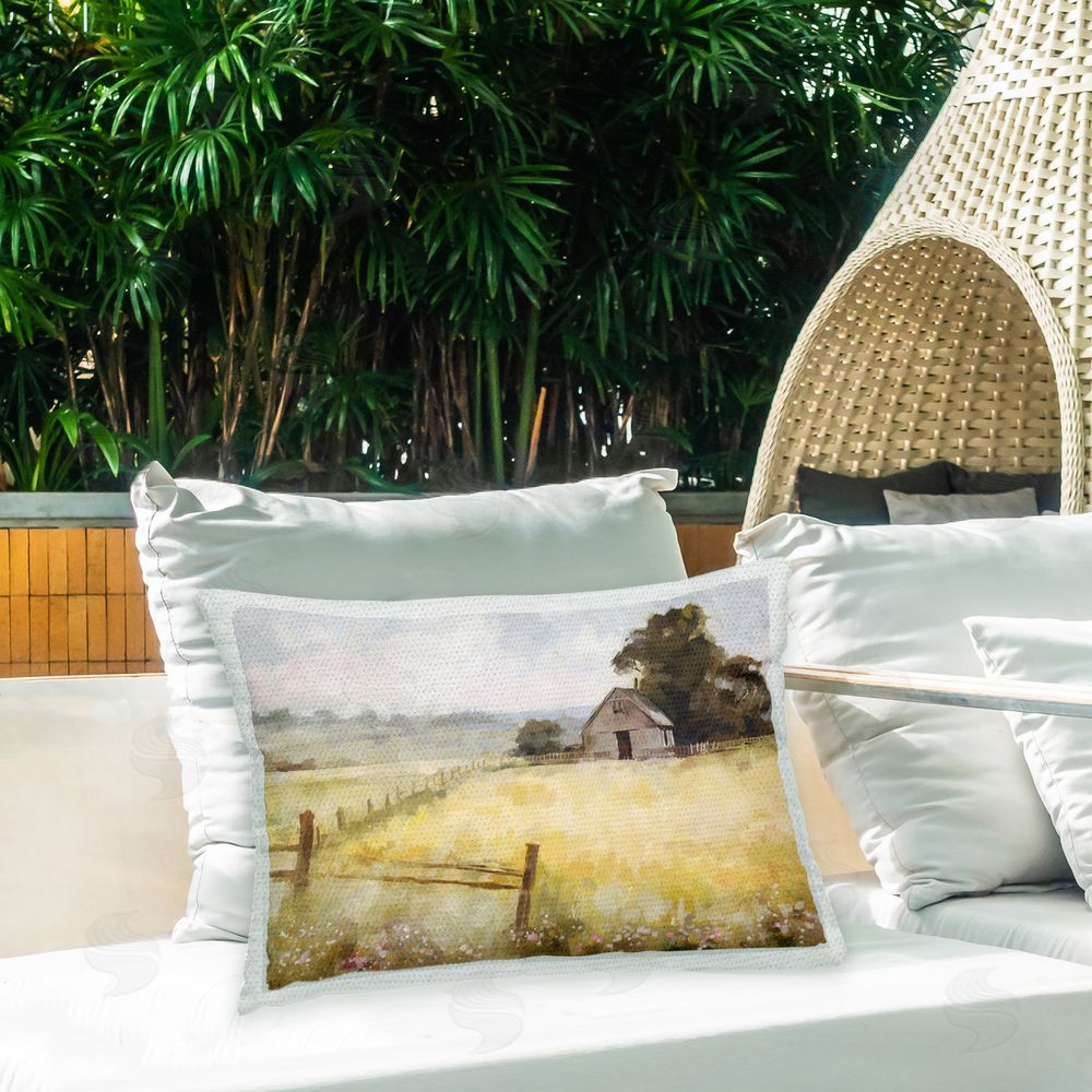 Ziwei Li Soft Country Pasture Outdoor Quick-Dry Polyester Printed Throw Pillow in Back Yard