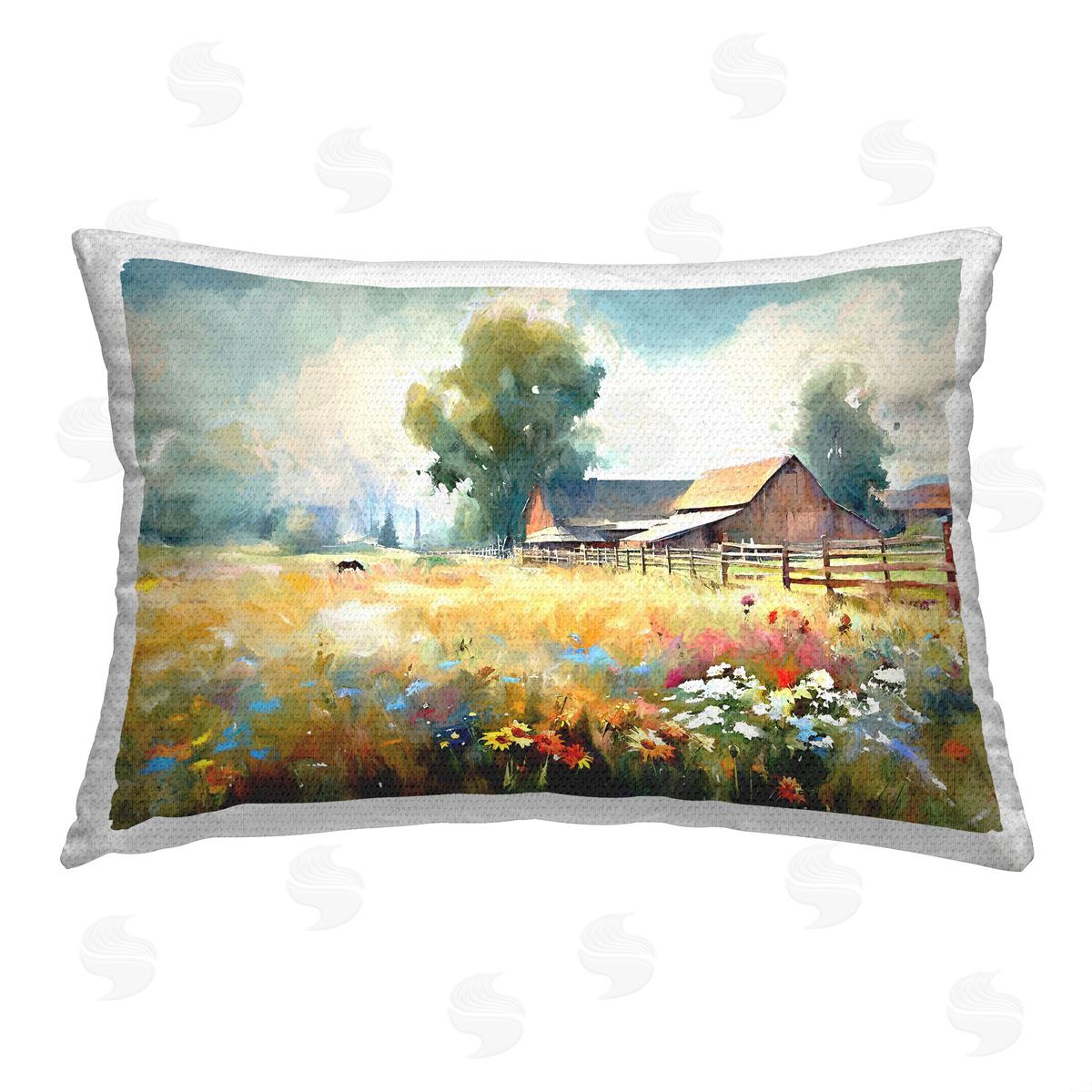 Ramona Murdock Abstract Floral Pasture Outdoor Quick-Dry Polyester Printed Throw Pillow