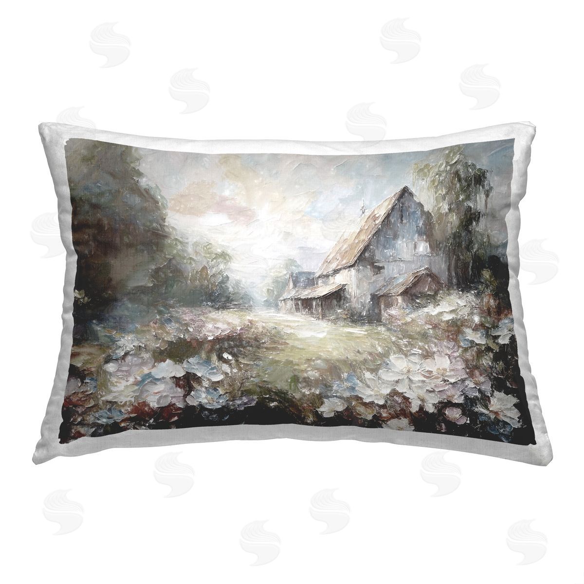 Ramona Murdock Grey Abstract Cottage Printed Plush Polyester Throw Pillow