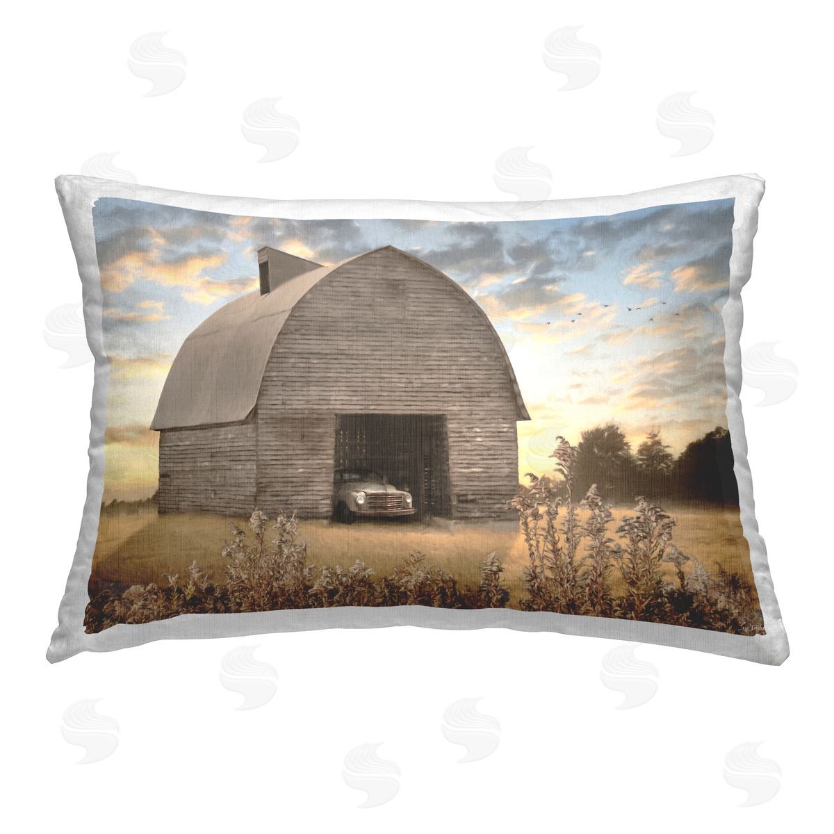Lori Deiter Barn & Truck at Sunrise Printed Plush Polyester Throw Pillow
