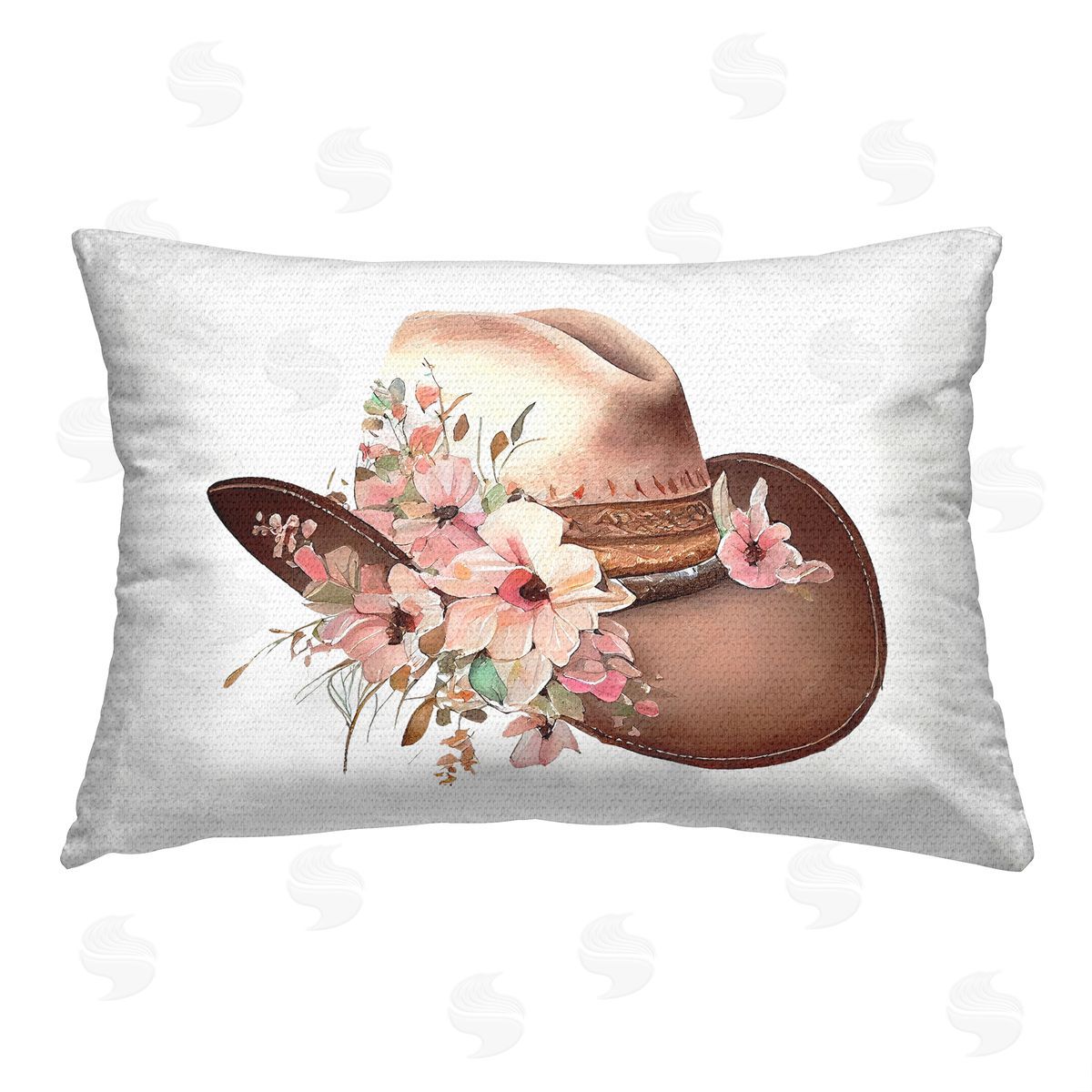 Birch & Ink Floral Cowgirl Hat Outdoor Quick-Dry Polyester Printed Throw Pillow