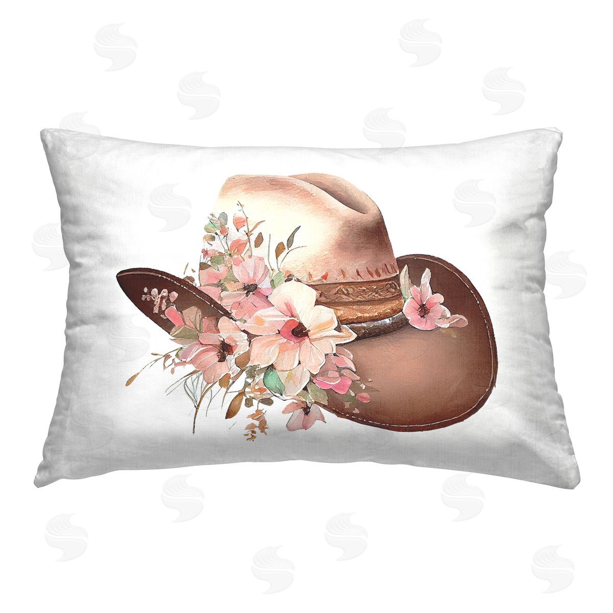Birch & Ink Floral Cowgirl Hat Printed Plush Polyester Throw Pillow