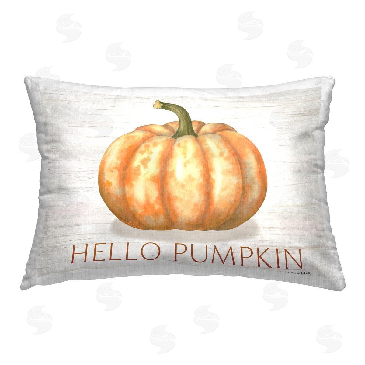 Annie LaPoint Rustic Pumpkin Greeting Printed Plush Polyester Throw Pillow
