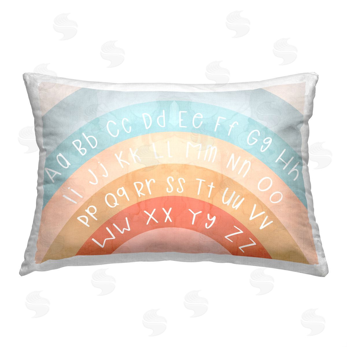 Stupell Studio Soft Rainbow Alphabet Printed Plush Polyester Throw Pillow
