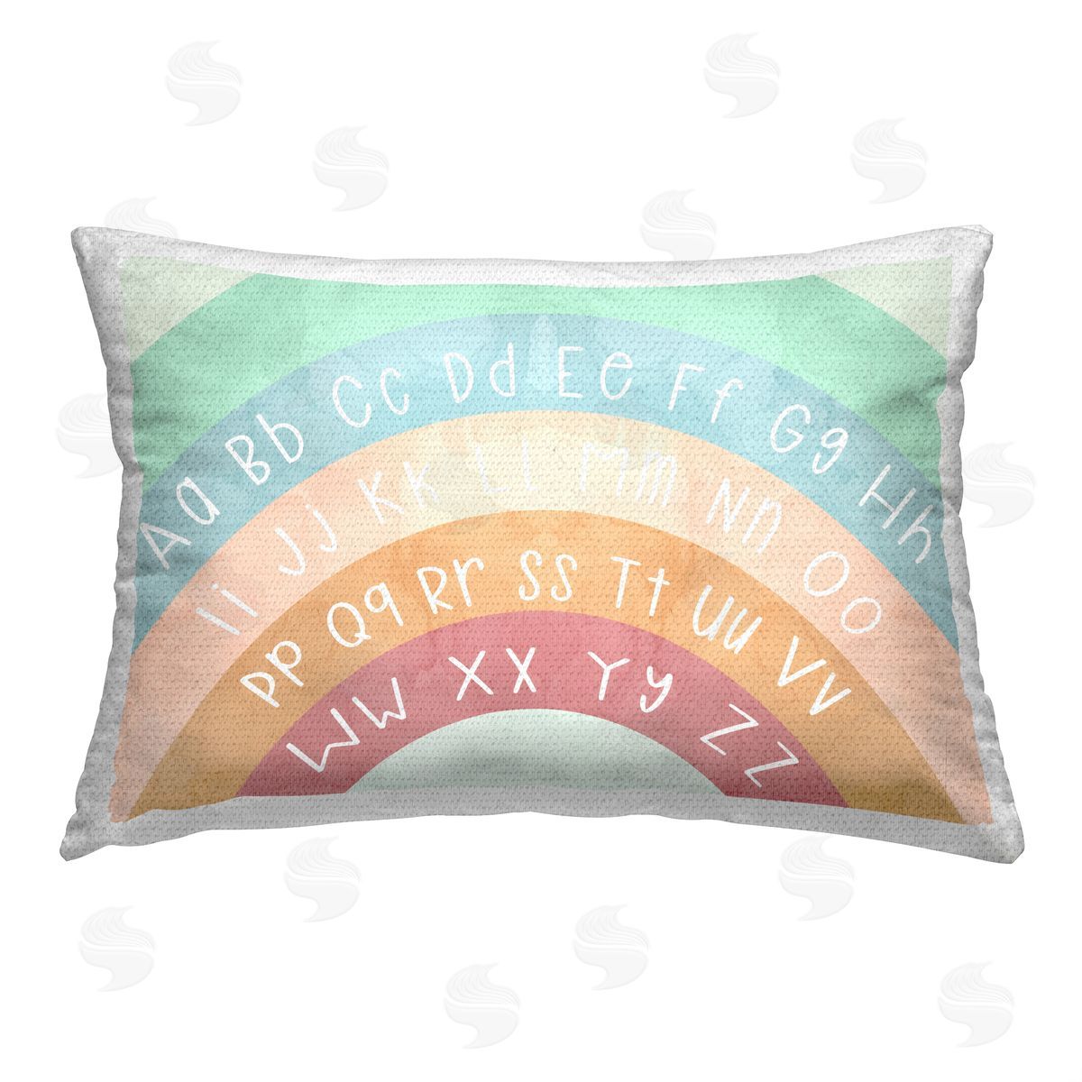 Stupell Studio Rainbow Alphabet Letters Outdoor Quick-Dry Polyester Printed Throw Pillow