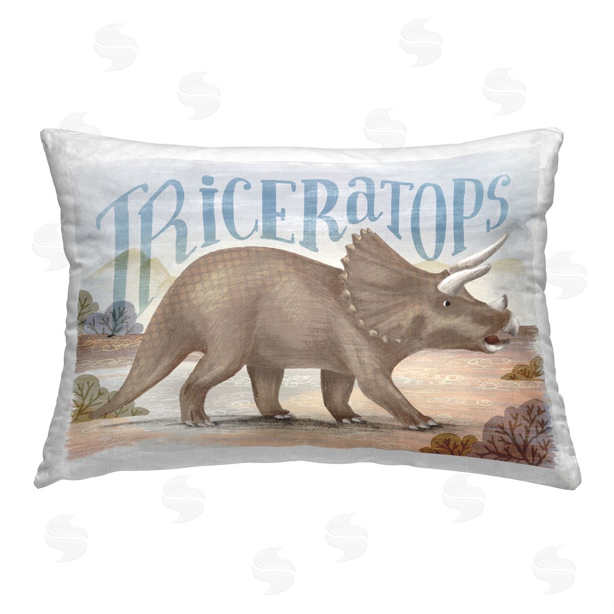 Raquel Maciel Triceratops in Nature Printed Plush Polyester Throw Pillow