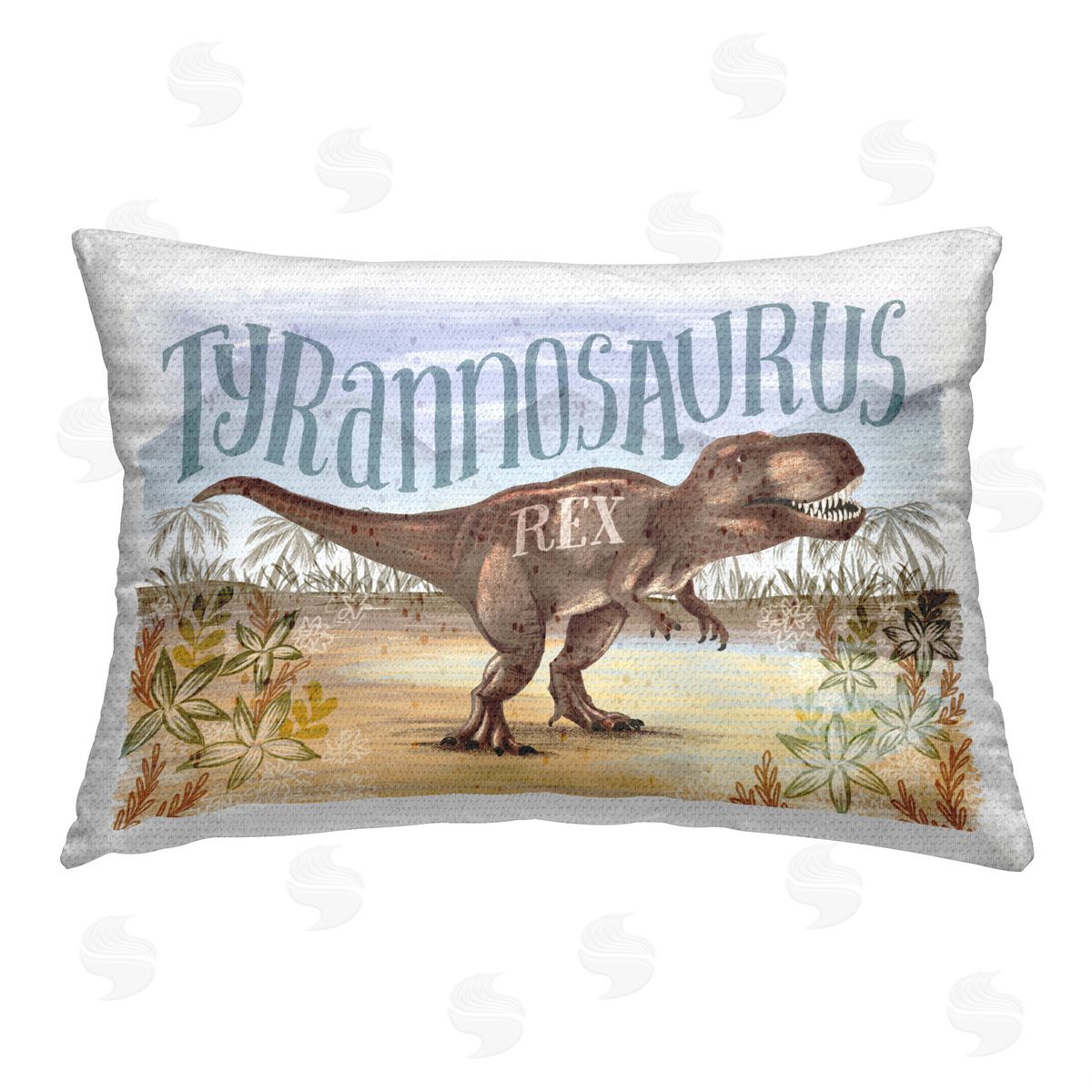 Raquel Maciel T-Rex in Nature Outdoor Quick-Dry Polyester Printed Throw Pillow
