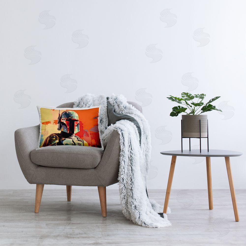 Birch & Ink Modern Pop Sci-Fi Character Printed Plush Polyester Throw Pillow On Chair