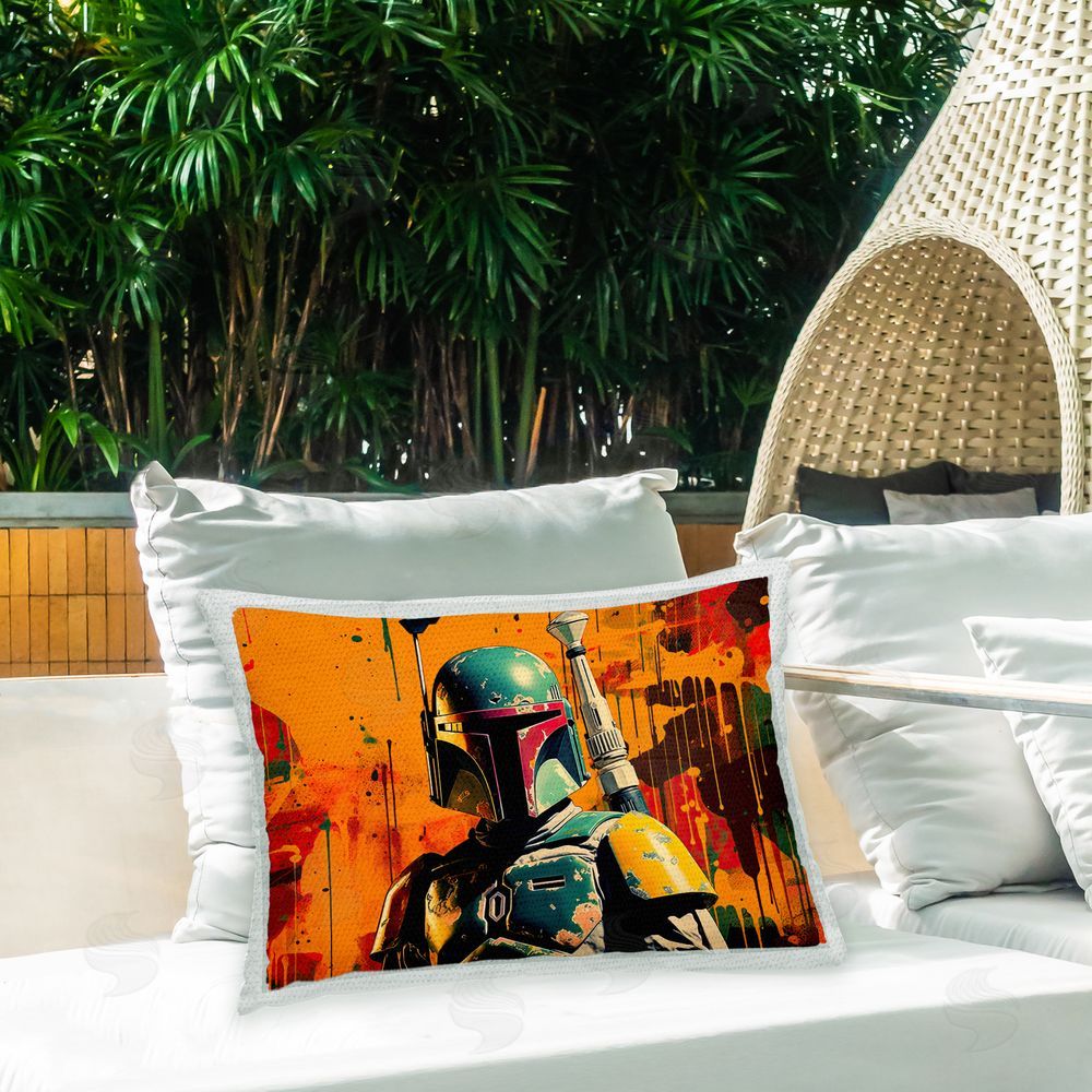 Birch & Ink Modern Sci-Fi Character Outdoor Quick-Dry Polyester Printed Throw Pillow in Back Yard