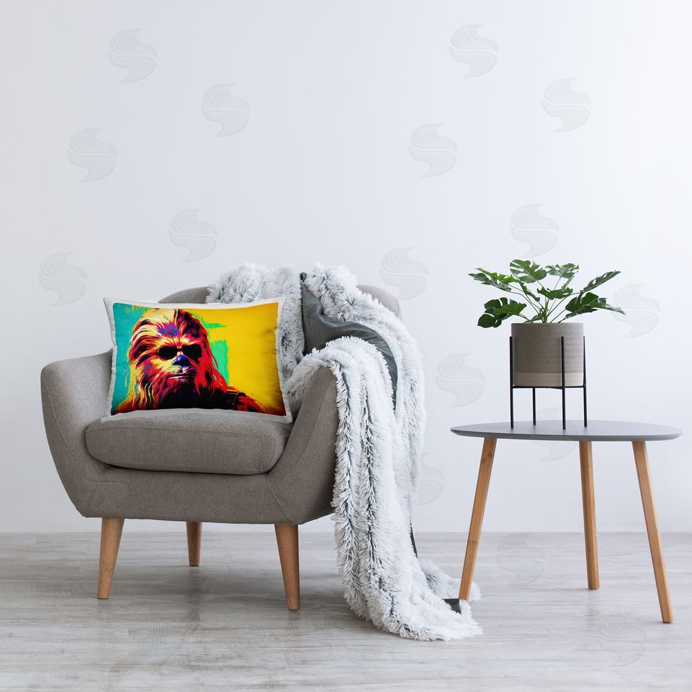 Birch & Ink Modern Sci-Fi Creature Printed Plush Polyester Throw Pillow On Chair