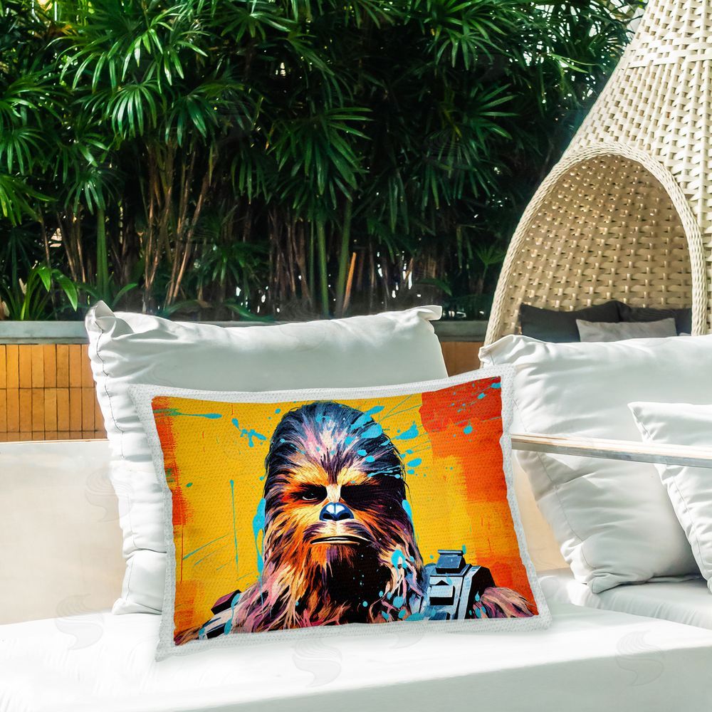Birch & Ink Creature with Modern Splash Outdoor Quick-Dry Polyester Printed Throw Pillow in Back Yard