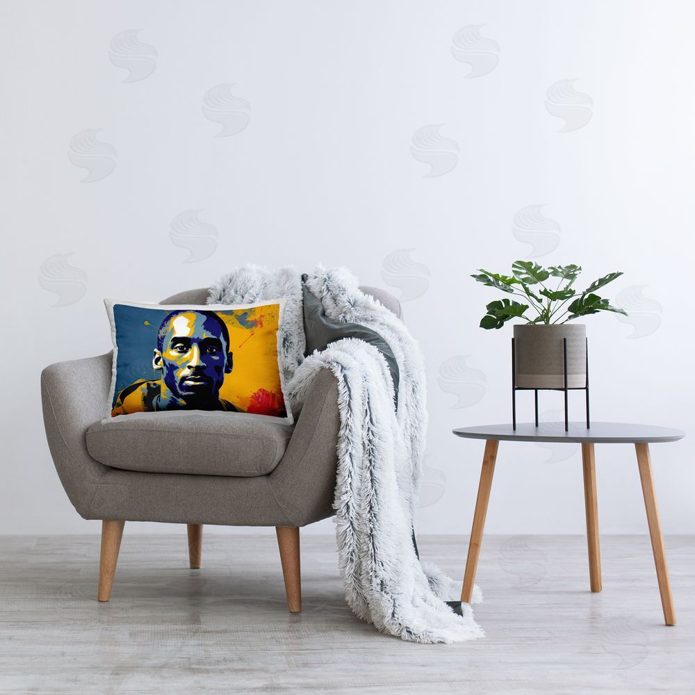 Birch & Ink Abstract Splatter Athlete Printed Plush Polyester Throw Pillow On Chair