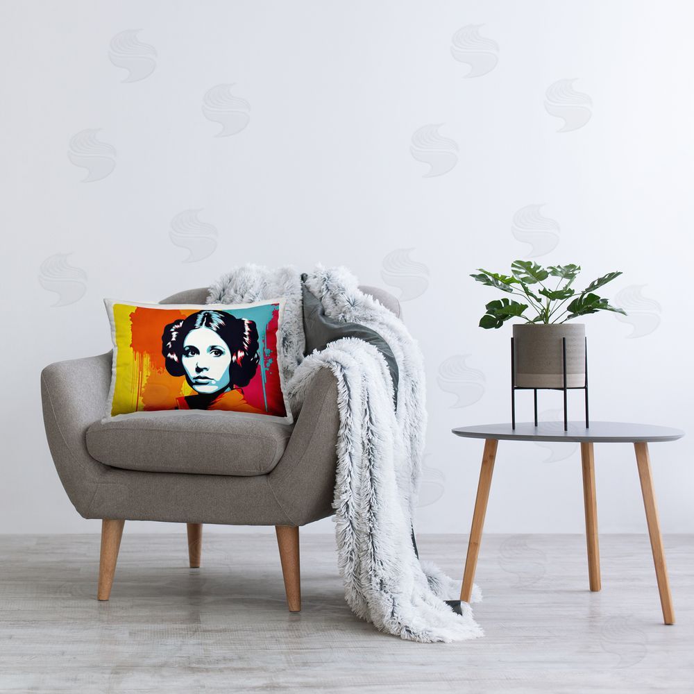 Birch & Ink Abstract Sci-Fi Woman Printed Plush Polyester Throw Pillow On Chair