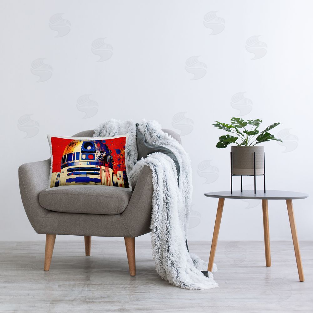 Birch & Ink Abstract Sci-Fi Robot Printed Plush Polyester Throw Pillow On Chair