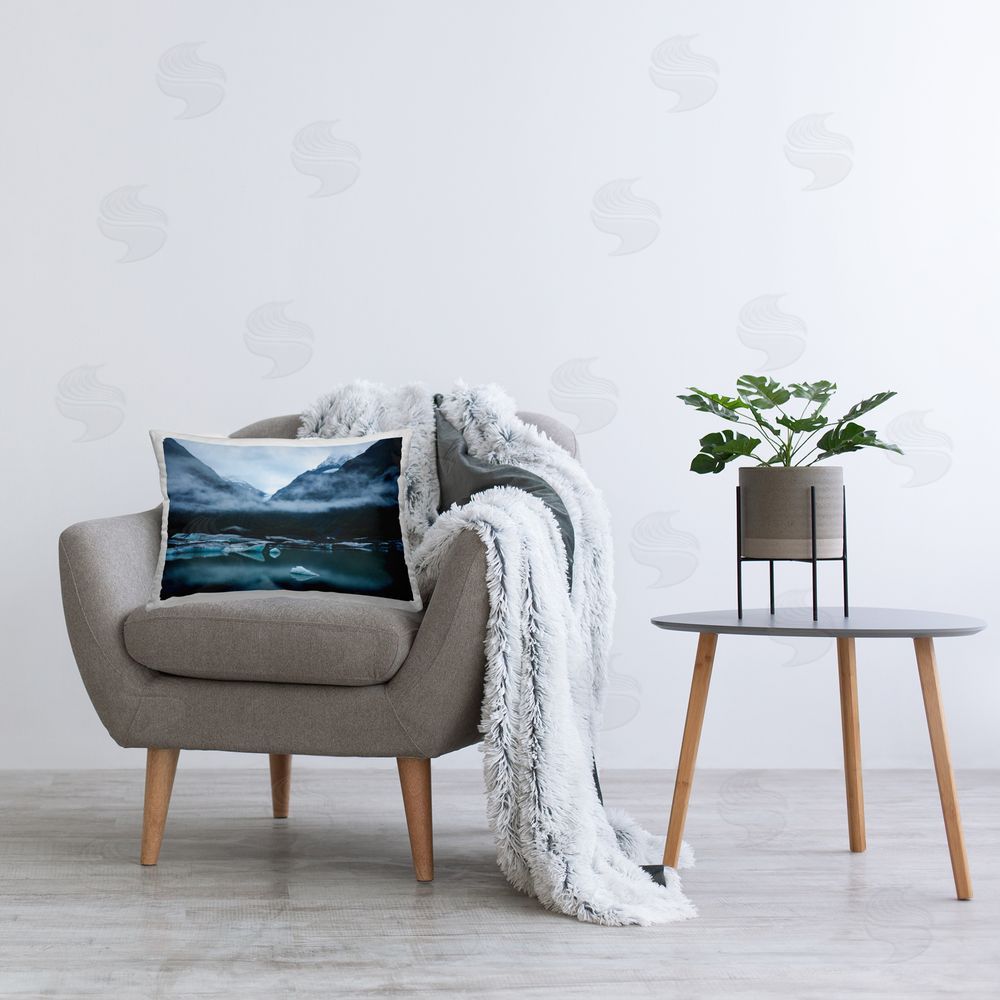 Daniel Sproul Winter Glacier Landscape Printed Plush Polyester Throw Pillow On Chair