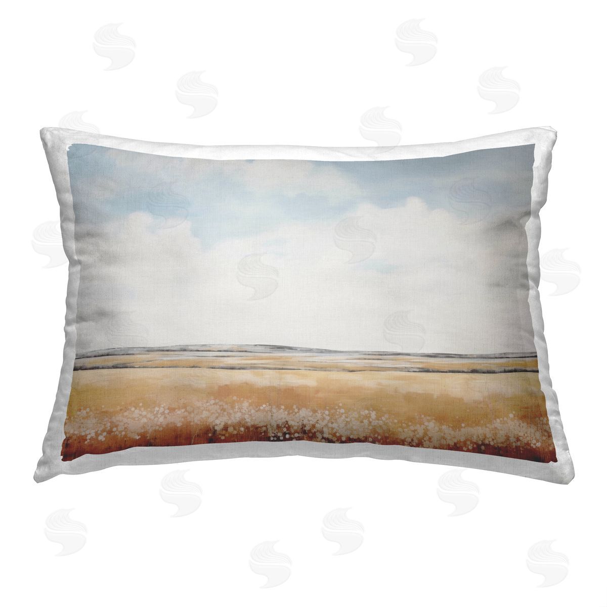 Lettered and Lined Soft Neutral Field Printed Plush Polyester Throw Pillow