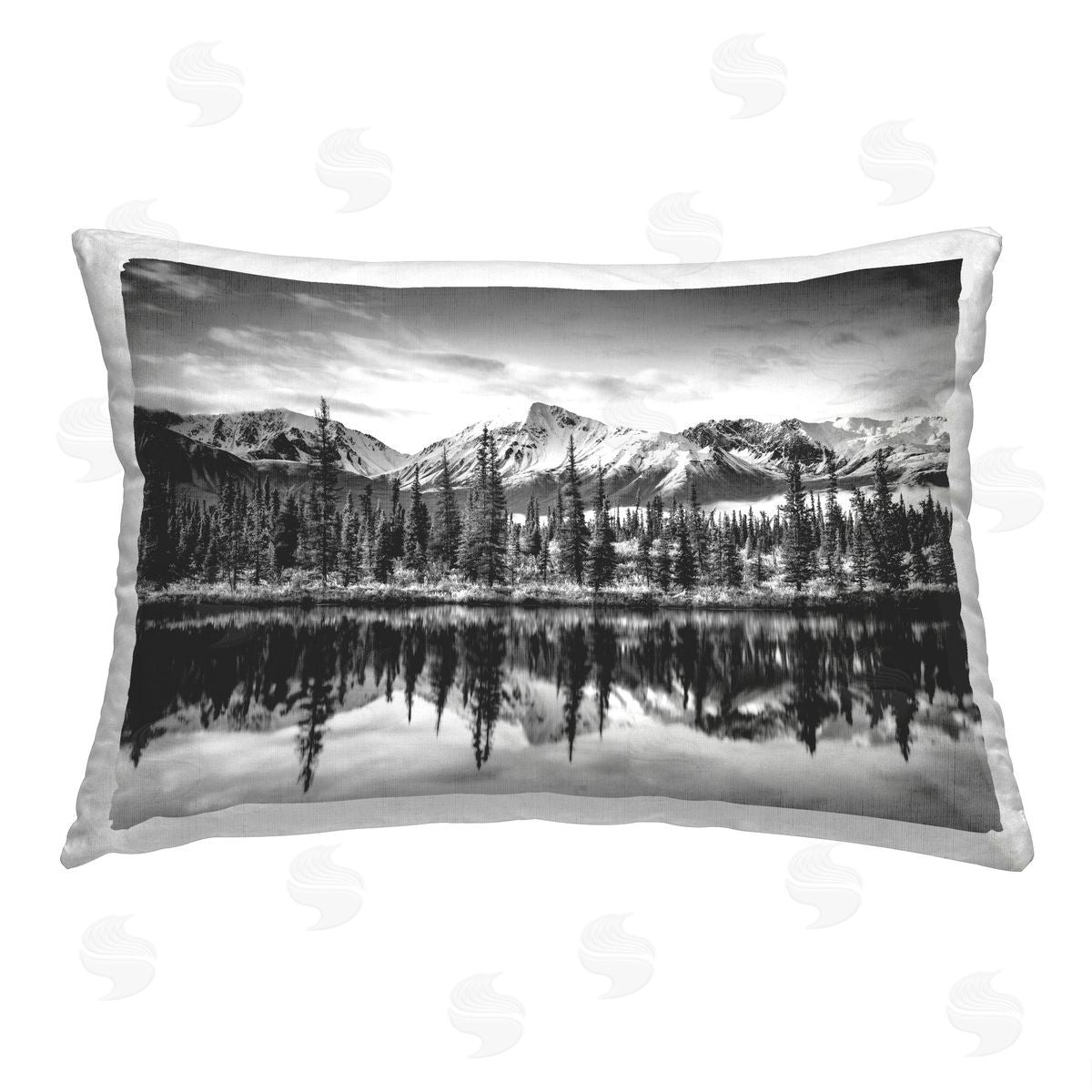 Daniel Sproul Fir Trees Lake Reflection Printed Plush Polyester Throw Pillow