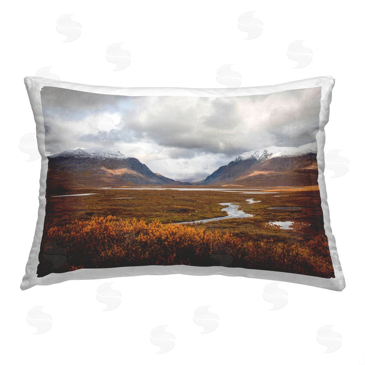 Daniel Sproul River & Mountain Peaks Printed Plush Polyester Throw Pillow