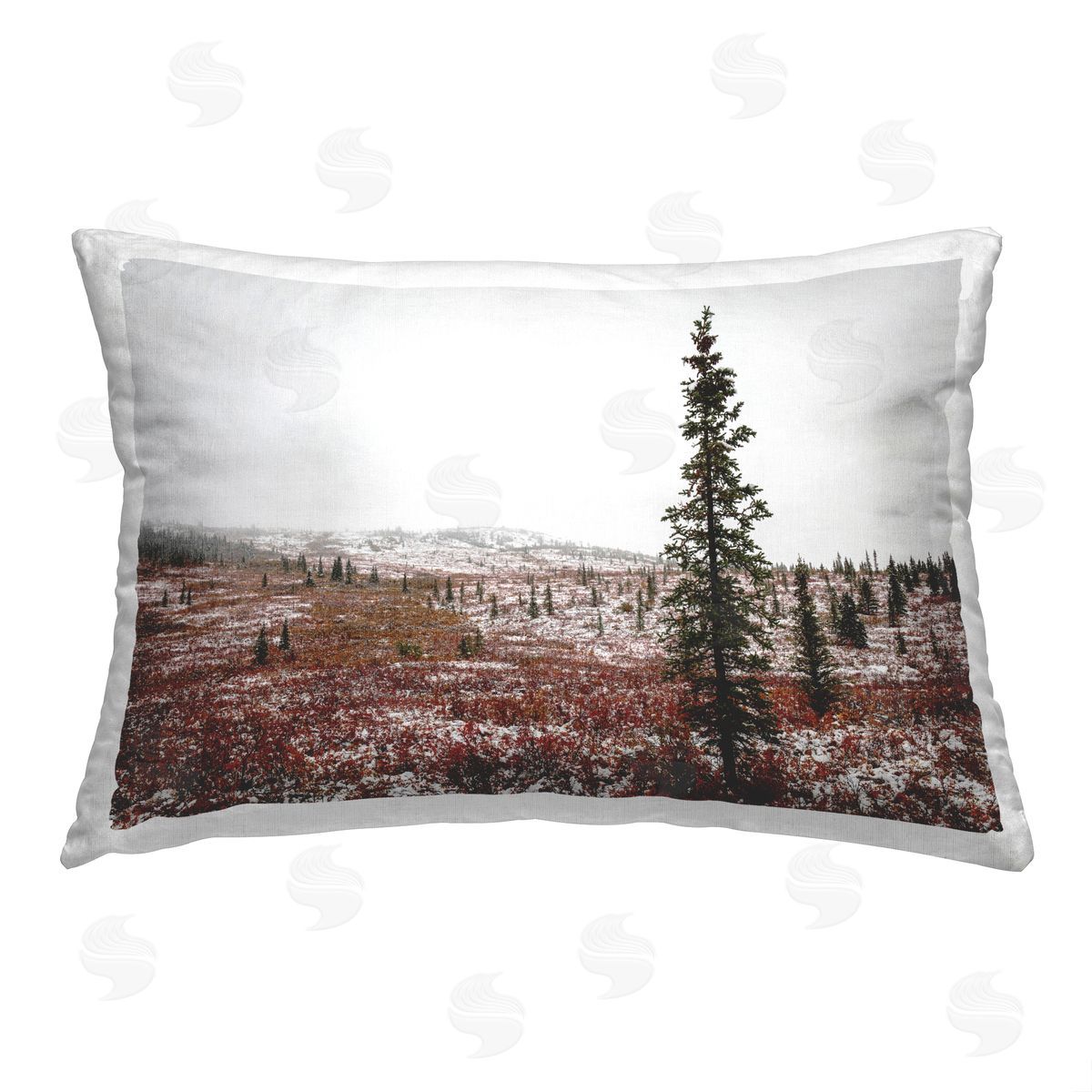 Daniel Sproul Snowy Mountain Valley Printed Plush Polyester Throw Pillow