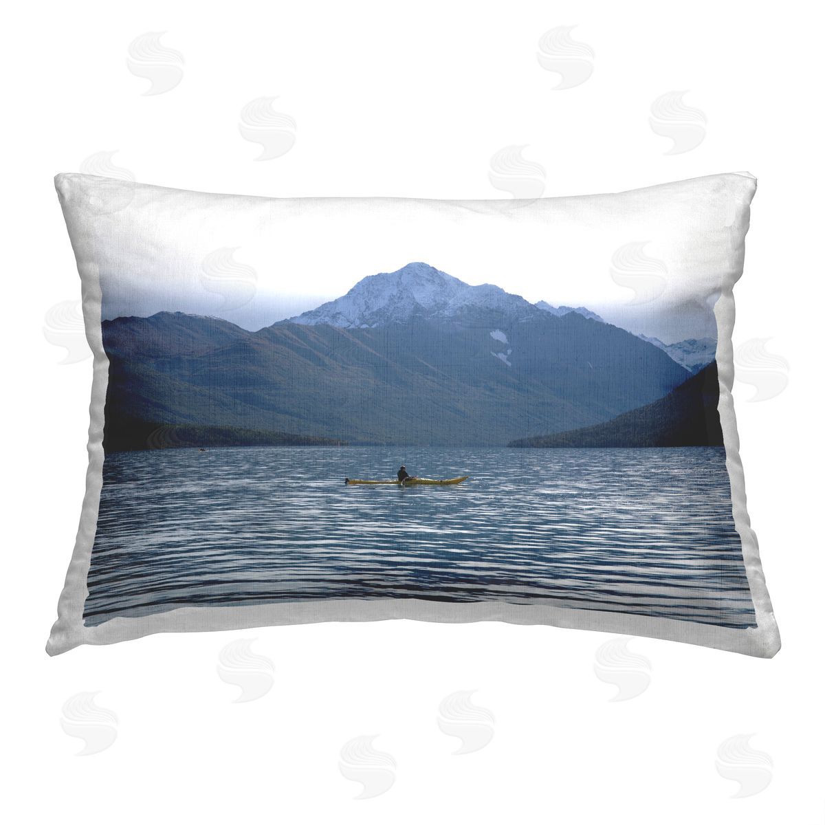 Daniel Sproul Canoeing Mountain Scenery Printed Plush Polyester Throw Pillow