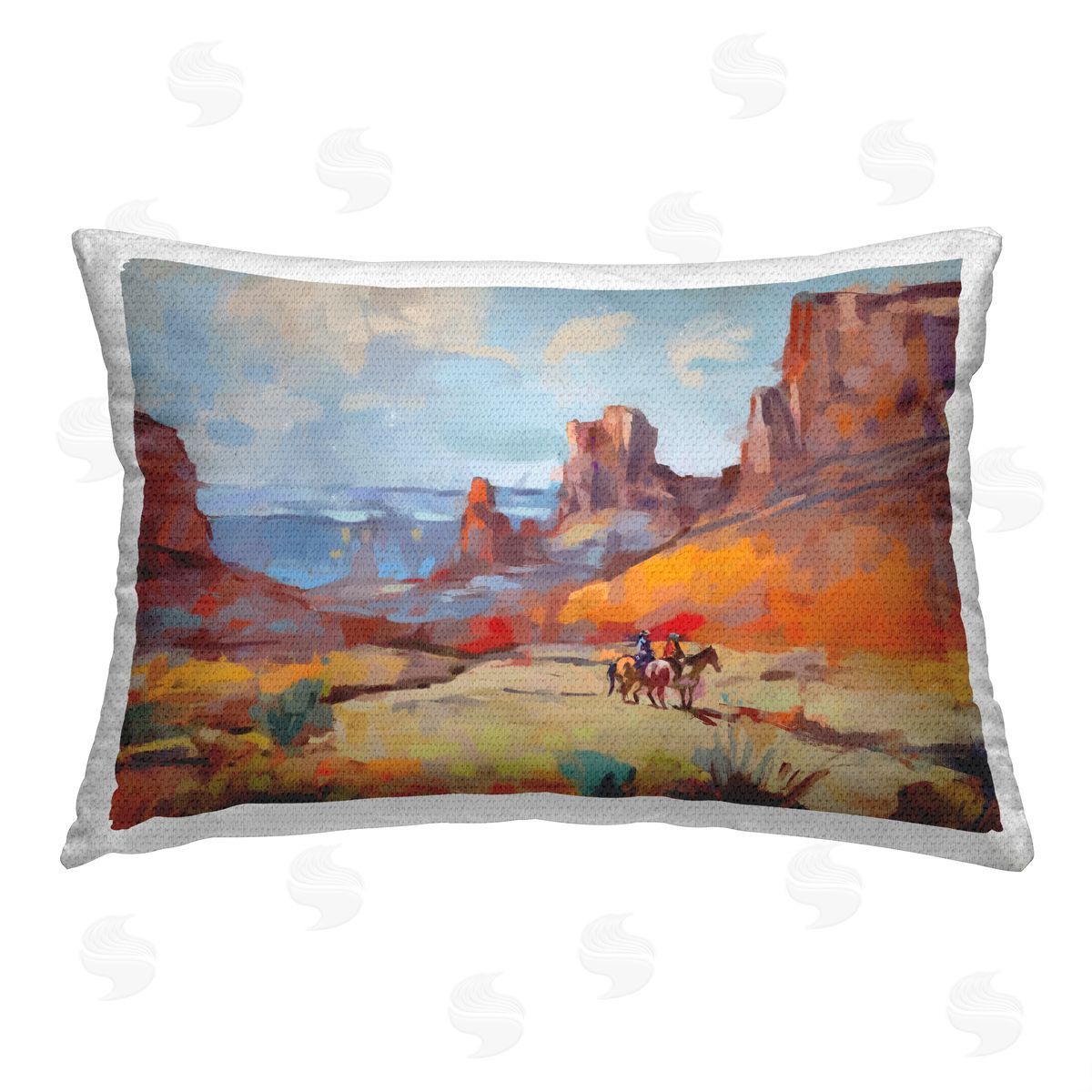 Ziwei Li Cowboys & Canyon Landscape Outdoor Quick-Dry Polyester Printed Throw Pillow