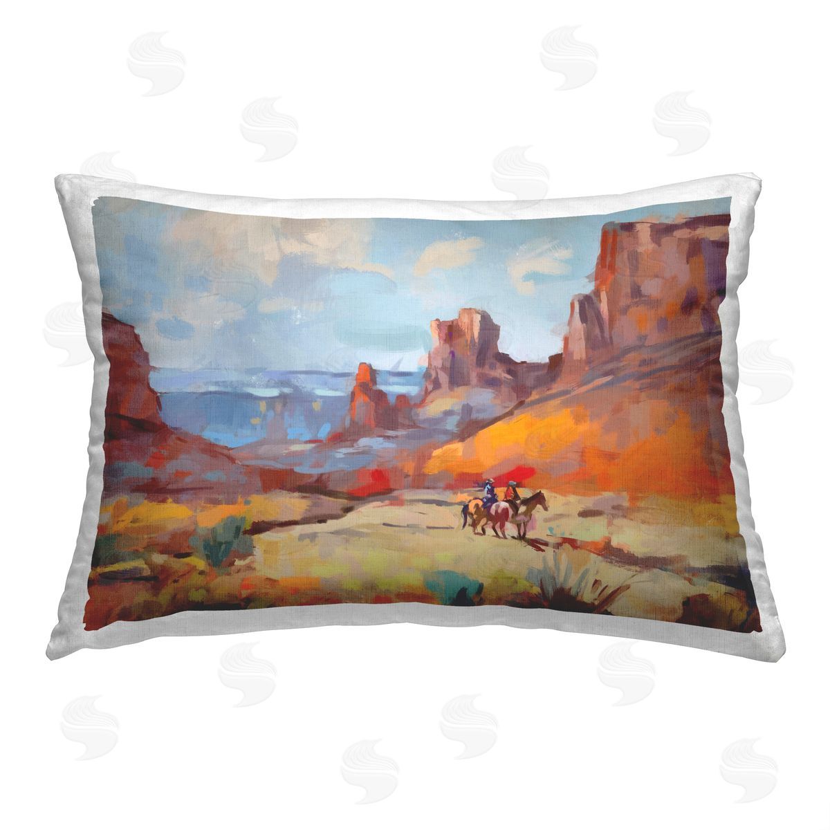 Ziwei Li Cowboys & Canyon Landscape Printed Plush Polyester Throw Pillow