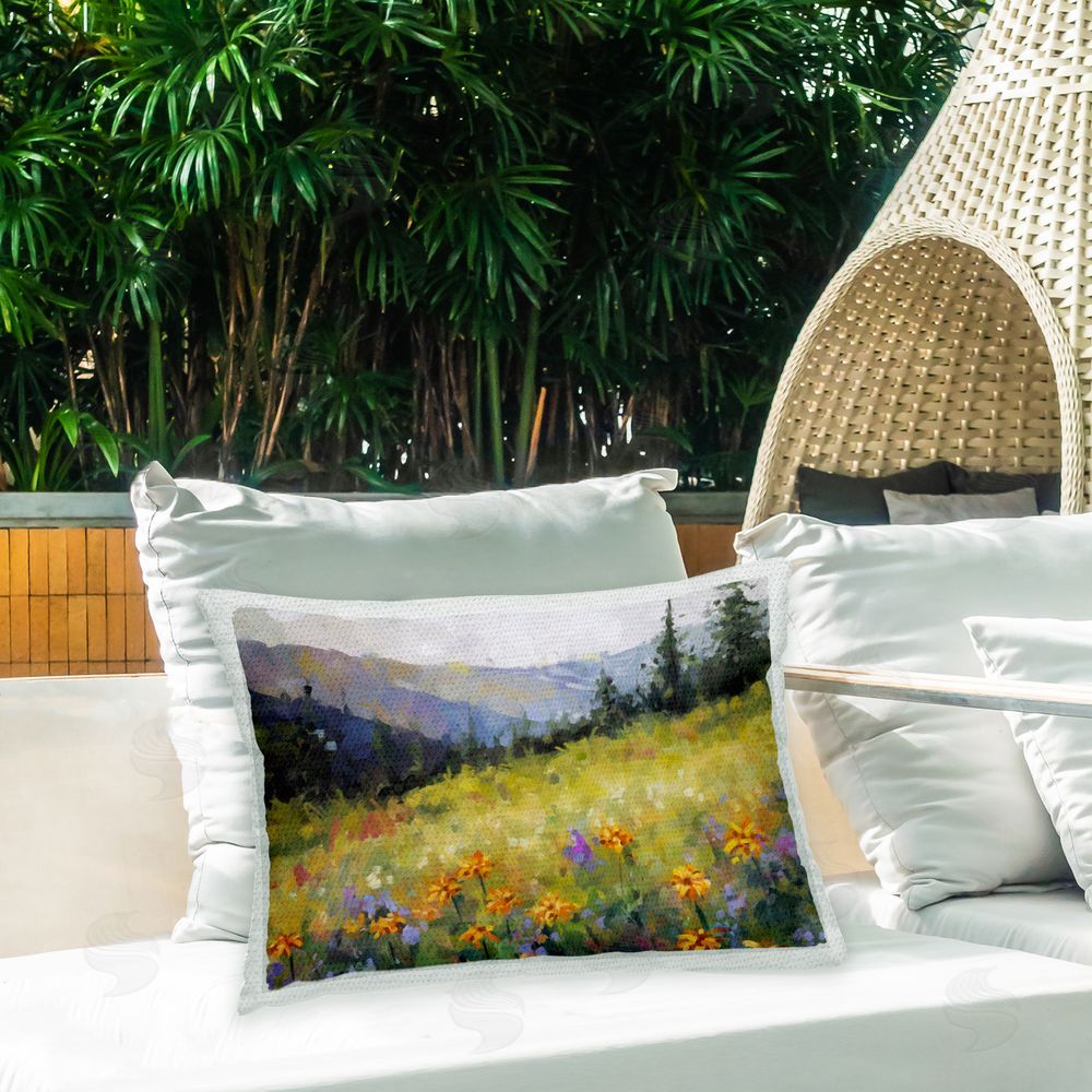 Ziwei Li Treasure Flower Meadow Outdoor Quick-Dry Polyester Printed Throw Pillow in Back Yard