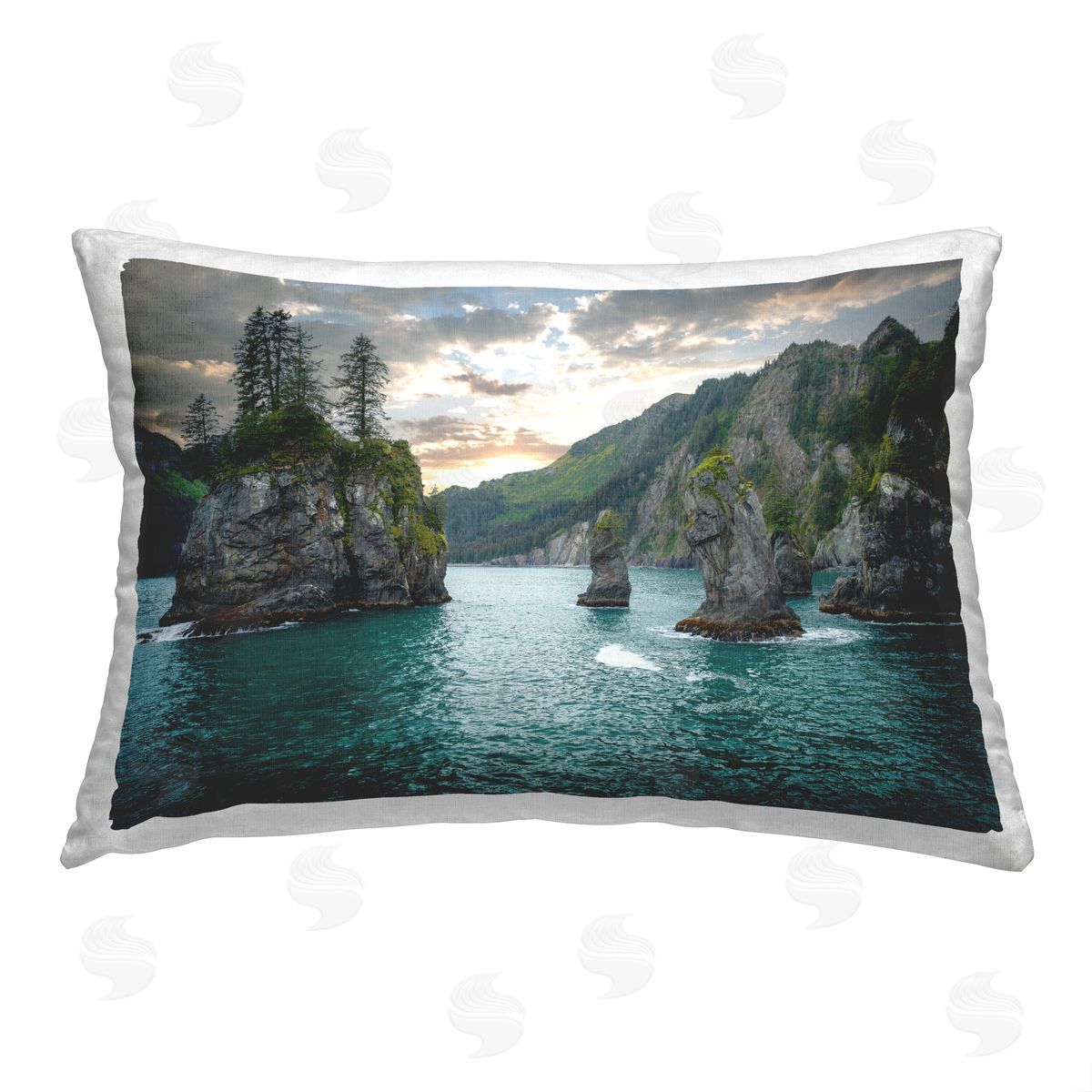 Daniel Sproul Protruding Cliffs Seascape Printed Plush Polyester Throw Pillow