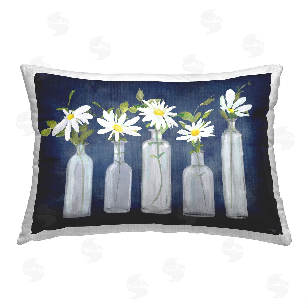 Mollie B. Daisy Sprigs in Jars Printed Plush Polyester Throw Pillow