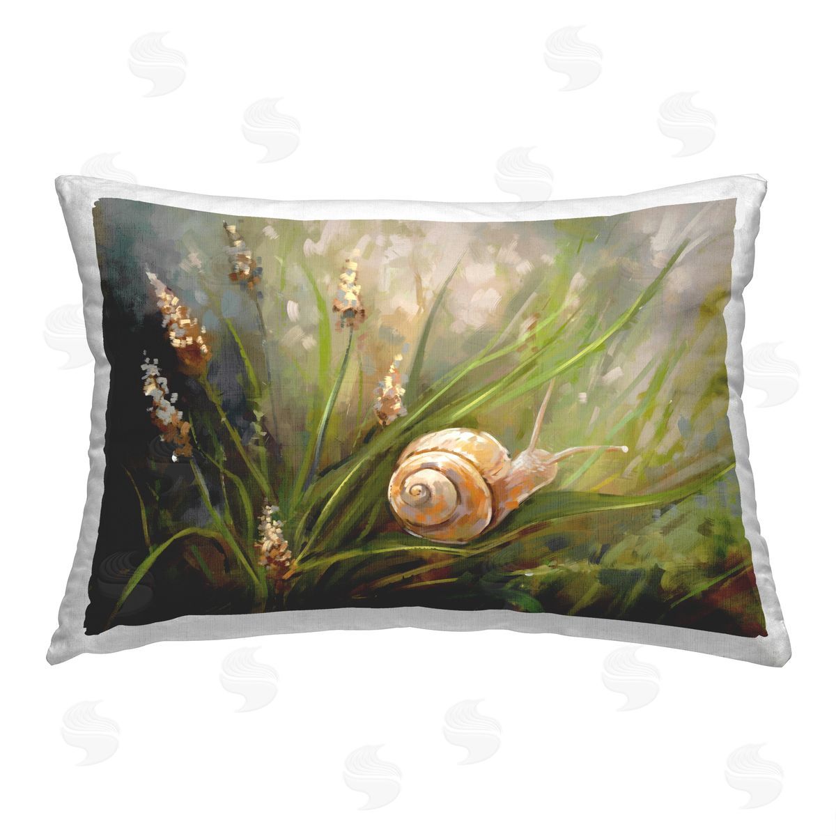 Ziwei Li Snail Resting on Grass Printed Plush Polyester Throw Pillow