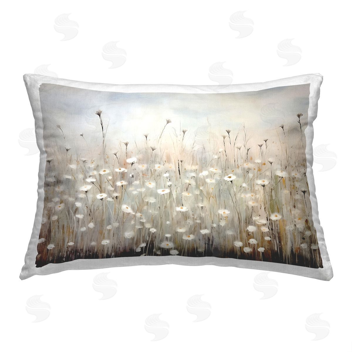 Petal Prints Design Neutral Meadow Abstraction Printed Plush Polyester Throw Pillow