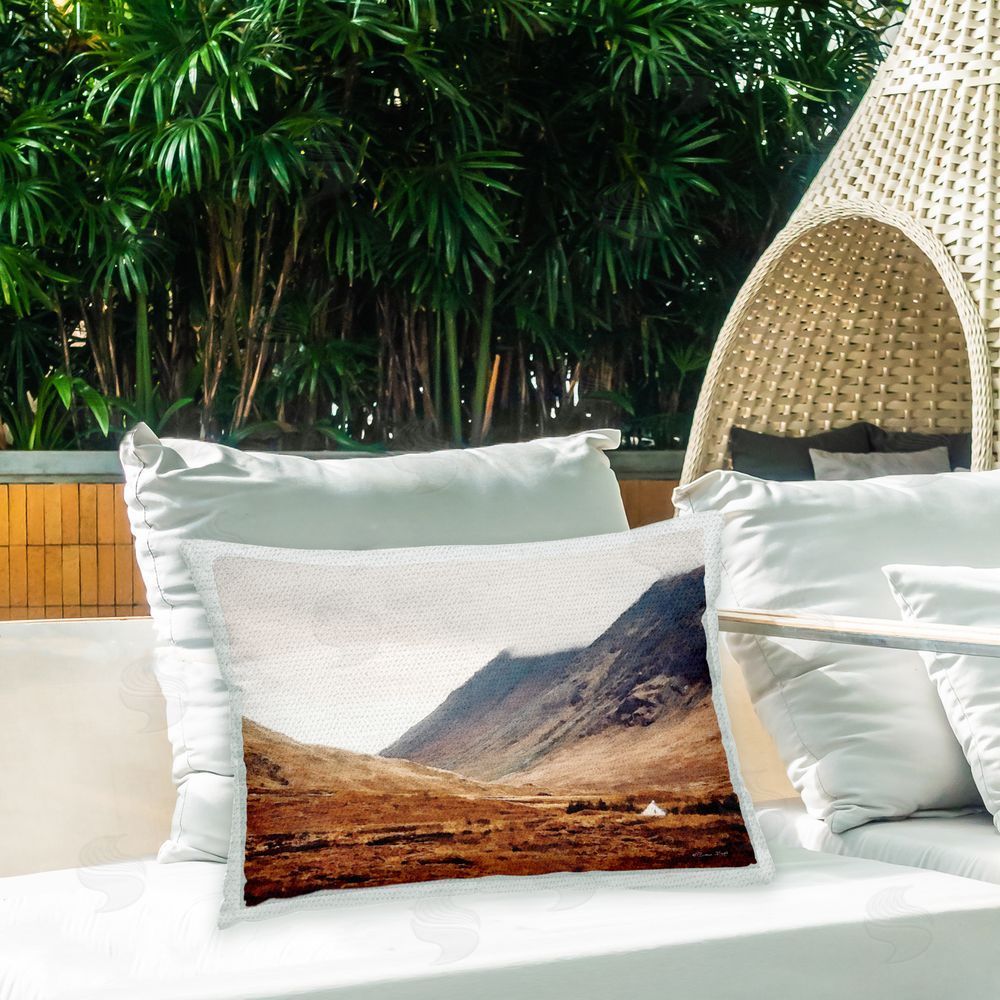 Susan Ball Mountain Valley Cabin Outdoor Quick-Dry Polyester Printed Throw Pillow in Back Yard