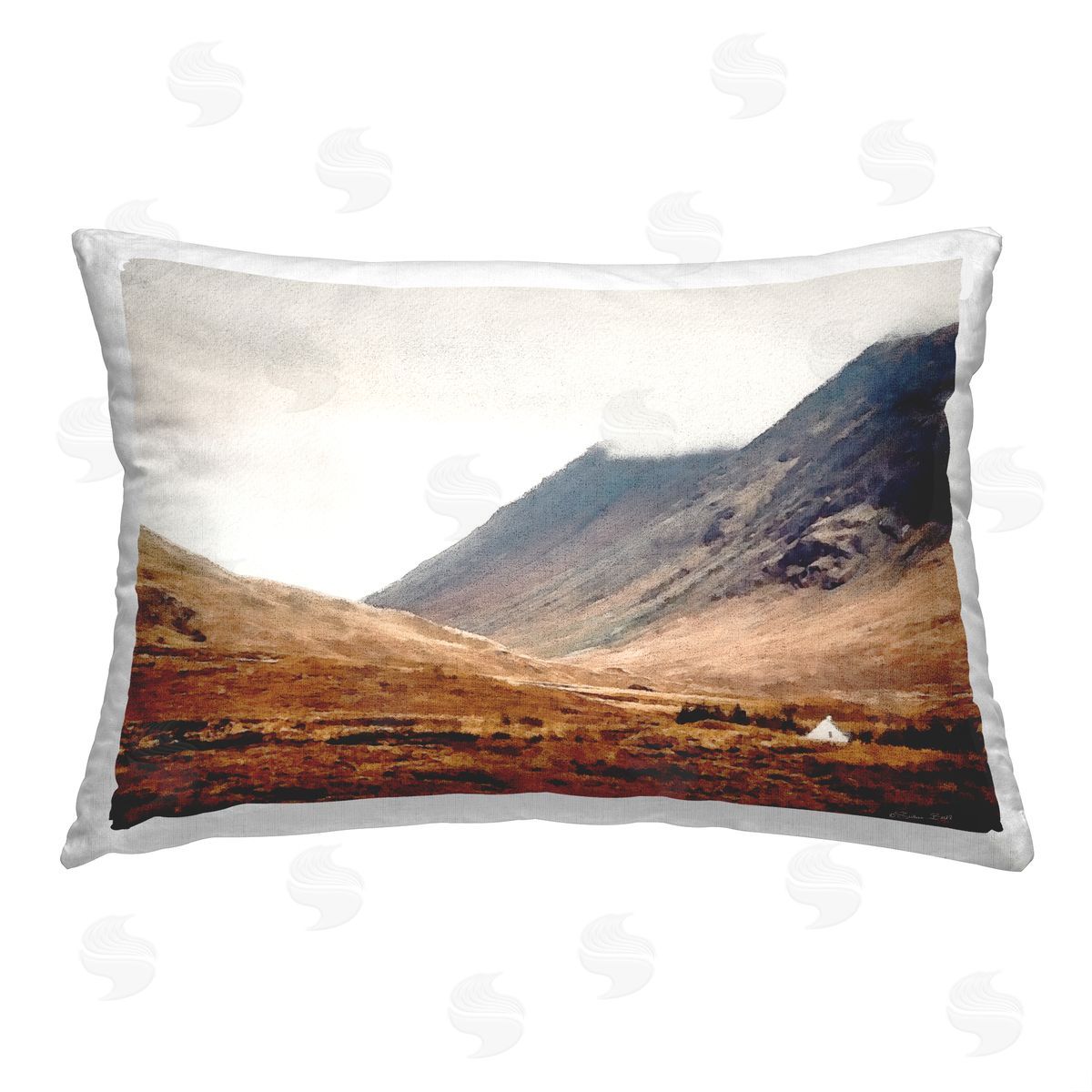 Susan Ball Mountain Valley Cabin Printed Plush Polyester Throw Pillow