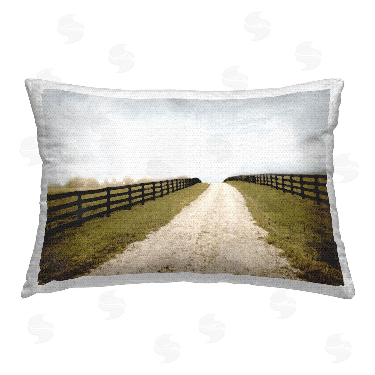 Ynon Mabat Country Road Between Fences Outdoor Quick-Dry Polyester Printed Throw Pillow
