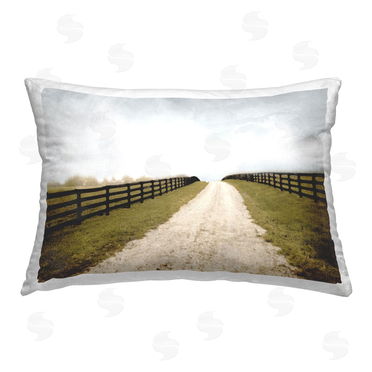 Ynon Mabat Country Road Between Fences Printed Plush Polyester Throw Pillow